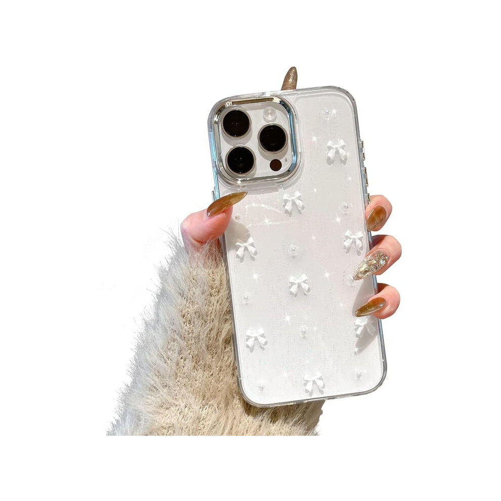 Iphone 15 Pro Max Glitter Bowknot Case White 962029688907