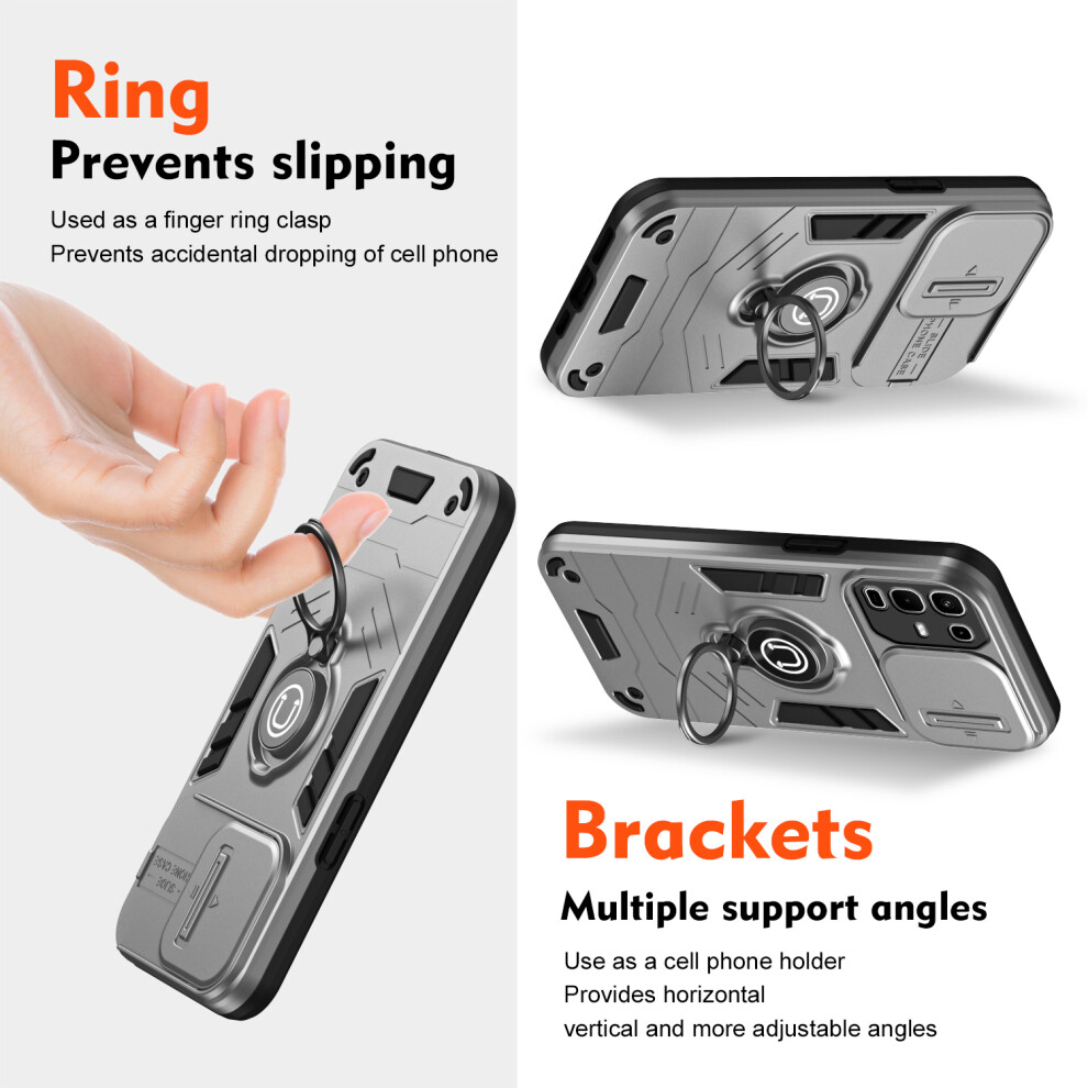 (Grey) For Infinix Note 50S 5G Case Slide Camshield Kickstand Pc + Tpu Phone Cover Grey 6914291098148