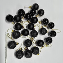 Christmas Ball Pendant Set Black Shatterproof Plastic 24 pcs