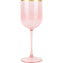 EcoQuality Pink Wine Glasses 12 oz Gold Rim 10 Pack
