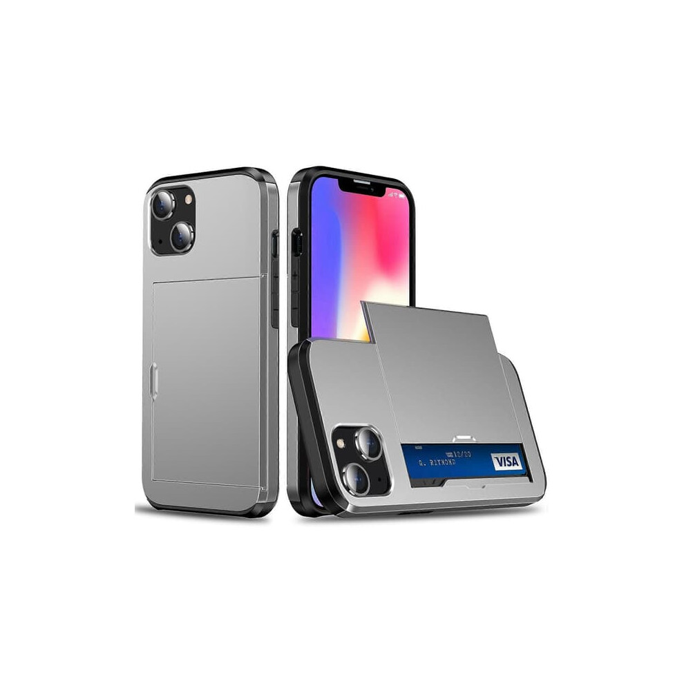 Phone Case For Iphone 15 Sliding Card Holder Tpu+Pc White 962125904697