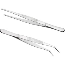 Stainless Steel Tweezers Set Straight Curved Blunt 2 pcs