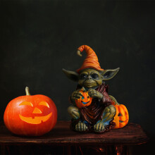 Lmueinov Halloween-koristelu, valaistu kurpitsa-gnomikoriste, kurpitsa-kääpiöhartsihahmo sisä- ja ulkokäyttöön Halloween-koristeisiin