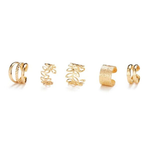 Fake Helix Piercing Gold Ear Cuff 5-pack