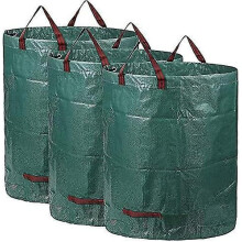 Conjunto de 3 Sacos de Lixo de Jardim de 300L (A84cm, D67cm), Saco Grande para Jardim com Alça, Saco de Lixo Impermeável, Resistente