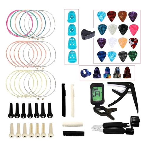 Acoustic Guitar Accessories Kit with Strings Tuner Capo