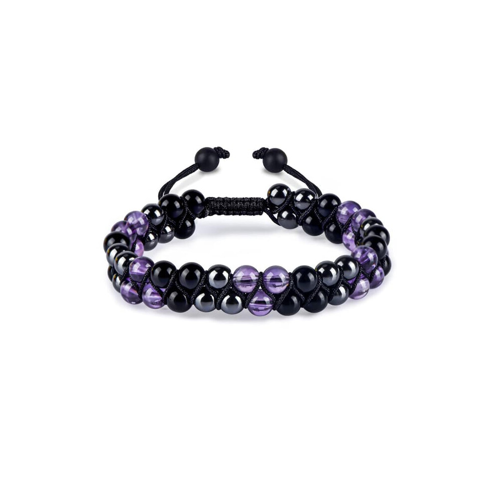Amethyst Obsidian Hematite Bracelet For Women 6Mm Black 962125881042