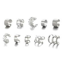 Fake Helix Piercing Ear Cuff Silver 10-Pack