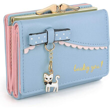 Women's cat-print vegan leather card holder