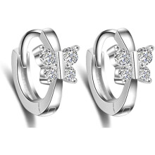 Butterfly Sleep Hoop Earrings Crystal Huggie Round