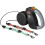 Double dog leash retractable black 2-dog 1