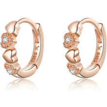 Loving Hearts Cubic Zirconia Huggie Hoop Earrings 6mm