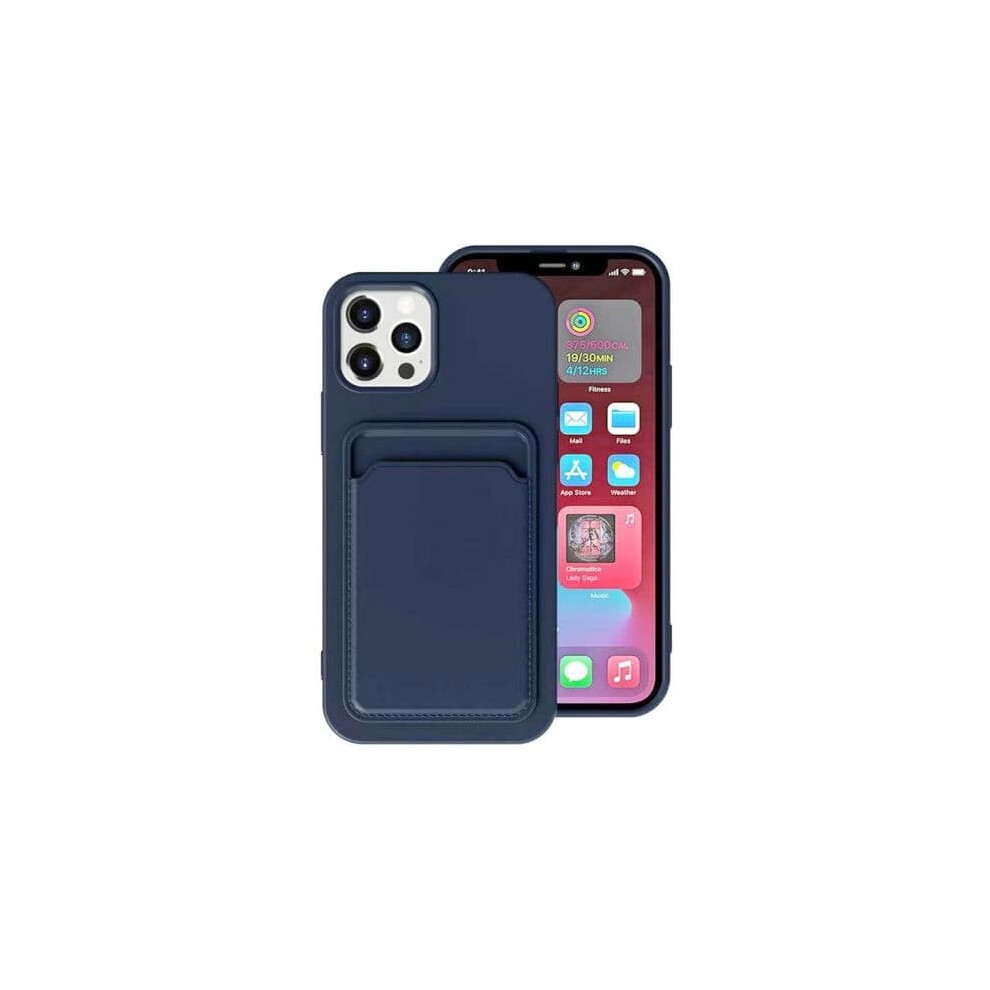 Iphone 15 Pro Max Silicone Phone Case With Card Holder Blue 900223008176