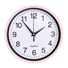 Silent Wall Clock Large Numbers Round Light Pink
