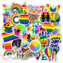 50klistermärken - Pride-motiv - Regnbåge - Dekaler flerfärgade