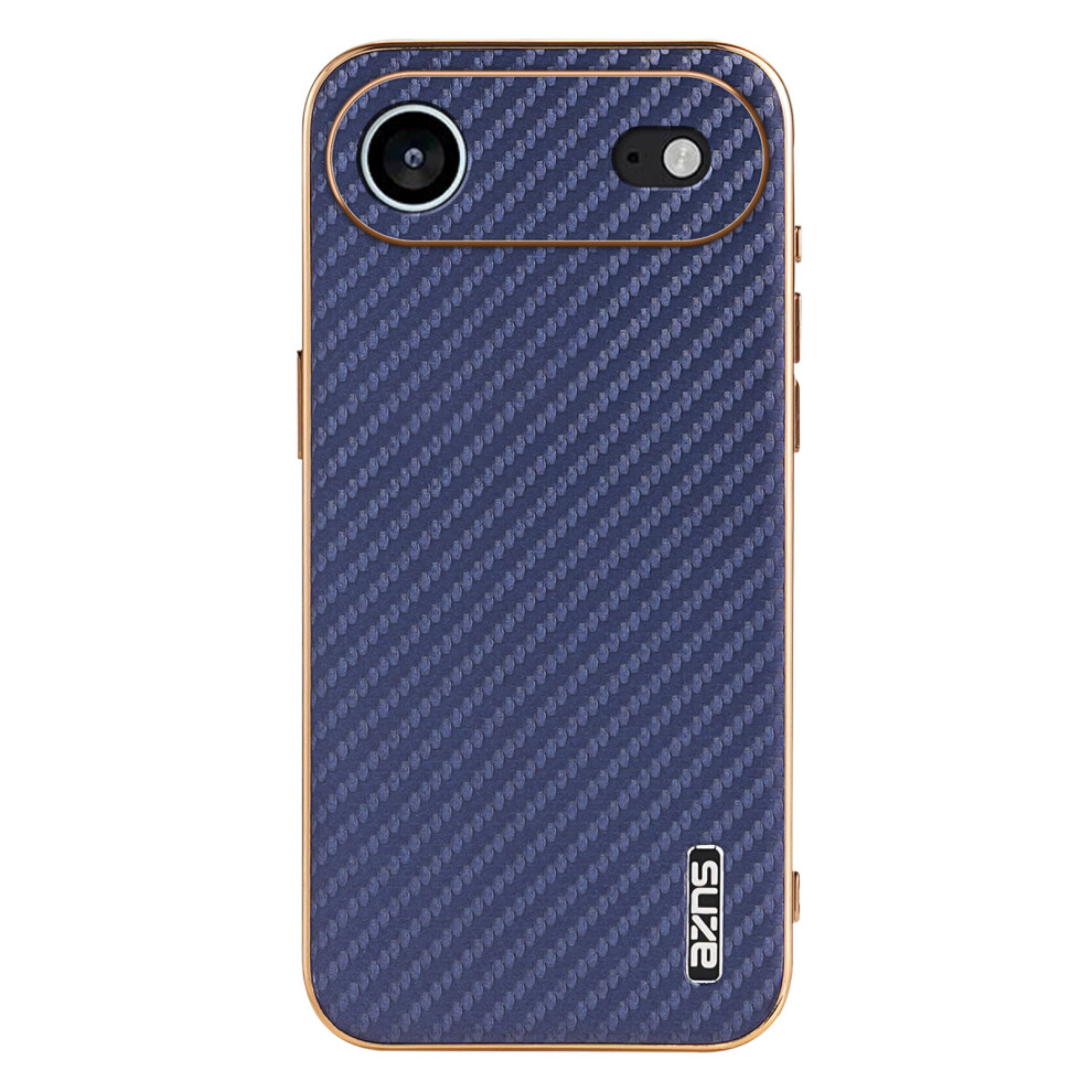 (Blue) Azns For Iphone Air Case Electroplating Carbon Fiber Texture Pu + Tpu Phone Cover Blue 6914298544662