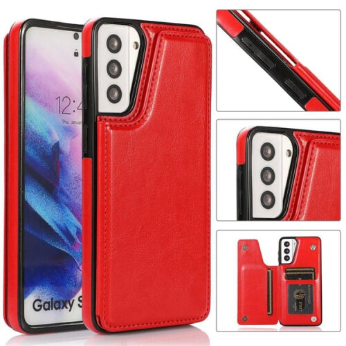 Samsung Galaxy S21 case with card holder red