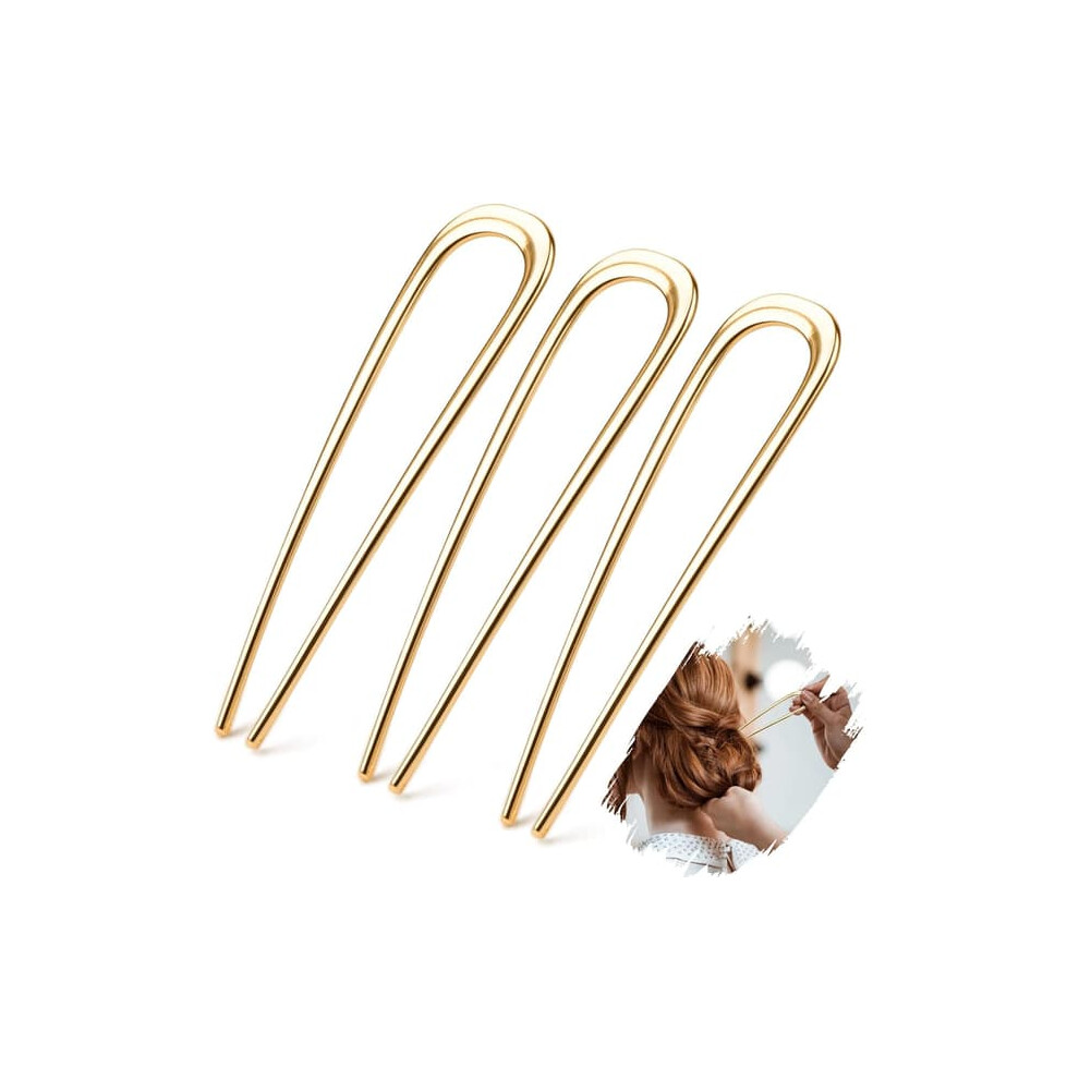 French Hairpins Metal 14Cm 3Pcs Gold 900223023926