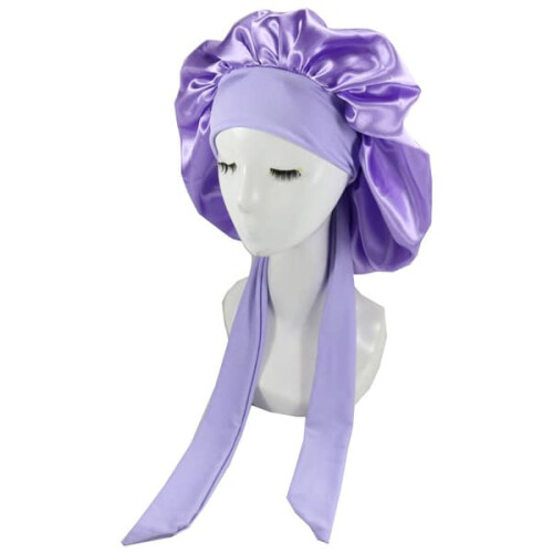 Silk Sleeping Hat for Curly Hair Purple