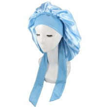 Silk Bonnet for Curly Hair Blue One Size