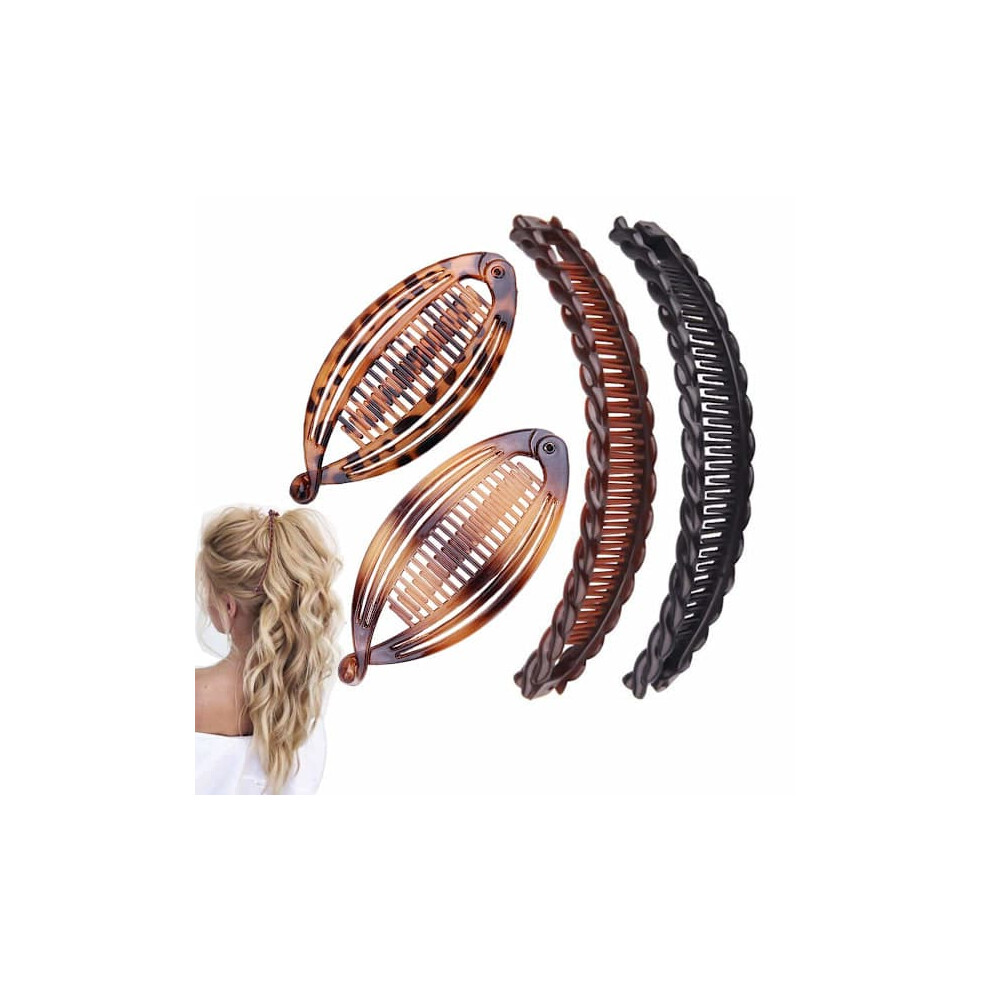 Banana Clips Vintage Hair Clips For Thick Curly Hair 4Pcs 900223023971