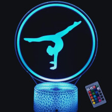 Luminária Noturna 3D de Ginástica, 16 Cores Mutáveis, Alimentação USB, Controle Remoto e por Toque, Compatível com Decoração de Quarto,