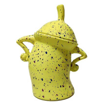 Ceramic food storage jar with airtight lid 1.5L yellow
