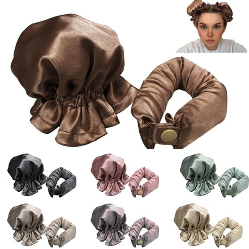 Heatless Curling Set Beige Hair Rollers 12pcs