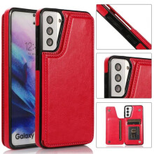 Samsung Galaxy S21 case with card holder rose red