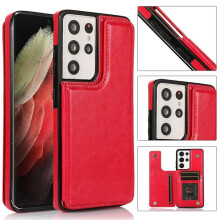 Samsung Galaxy S21 Ultra PU leather case Rose red
