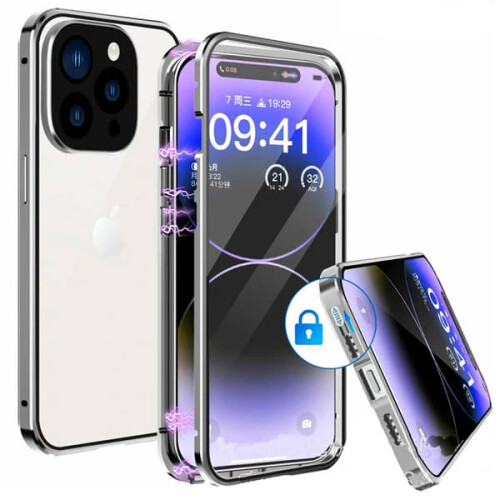 Magnetic Double-Case for iPhone 14 Pro Max Silver