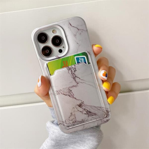 iPhone 13 Pro Max case with card slot marble grey