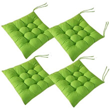Soft Chair Cushions with Ribbon 4 pcs 40x40 cm Emerald Green