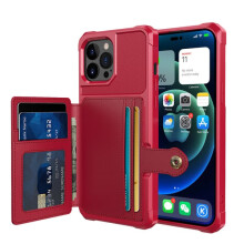 Smooth Red iPhone 14 Pro Max Case with Card Slot