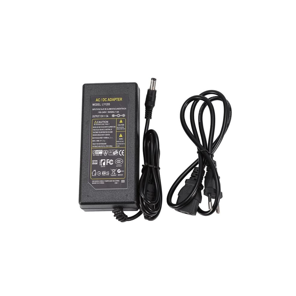 12V 5A Power Supply Eu Plug 60W Ac100-240V To Dc12v Black 962125380699