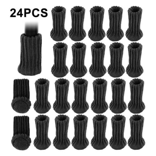 Knitted Chair Leg Socks Black 24pcs
