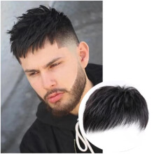 Men's short hairpieces natural black wig system