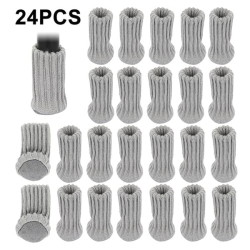 Knitted Chair Leg Socks Gray 24pcs
