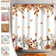 Ensemble rideau de douche Yhmxh 183 x 183 cm, motif citrouille aquarelle pour Thanksgiving, avec 12 crochets, rideau de salle de bain imperméable en