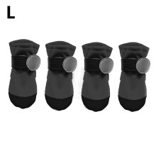 Medium Dog Booties Black Reflective, 4-Pack, Waterproof Rubber Sole, Winter Snow & Rain Protection, Anti-Slip, All Terrain, Compatible with French