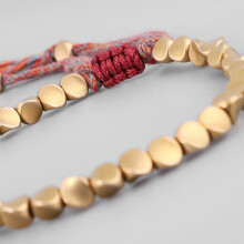 Handgefertigtes tibetisches Kupferperlen-Seilarmband & Armreif, Unisex, Wachsfaden