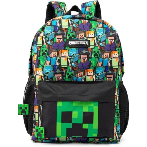 Σακίδιο Πλάτης Minecraft για Αγόρια | Μαύρο Σακίδιο Πλάτης Σχολείου για Παιδιά |