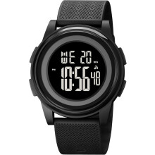 Men's ultra-thin minimalist digital watch black rubber strap