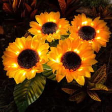 Sunflower Lights Waterproof Garden Decoration 4 Pack