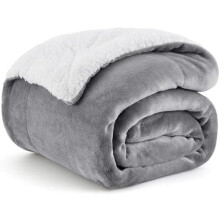 Sherpa Fleece Sofa Blanket Grey Plaid 150x200 cm