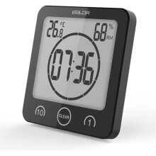 Horloge de salle de bain, minuteur de douche, horloge numérique, minuteur de cuisine étanche avec hygromètre et thermomètre pour la douche, la