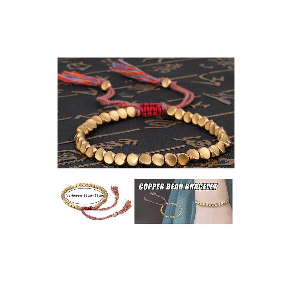 Women's Handmade Tibetan Copper Bead Bracelet Gold 962125382594