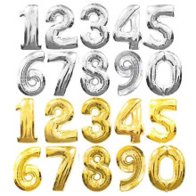 Number Balloons 0-9 Silver Gold Birthday Set 9