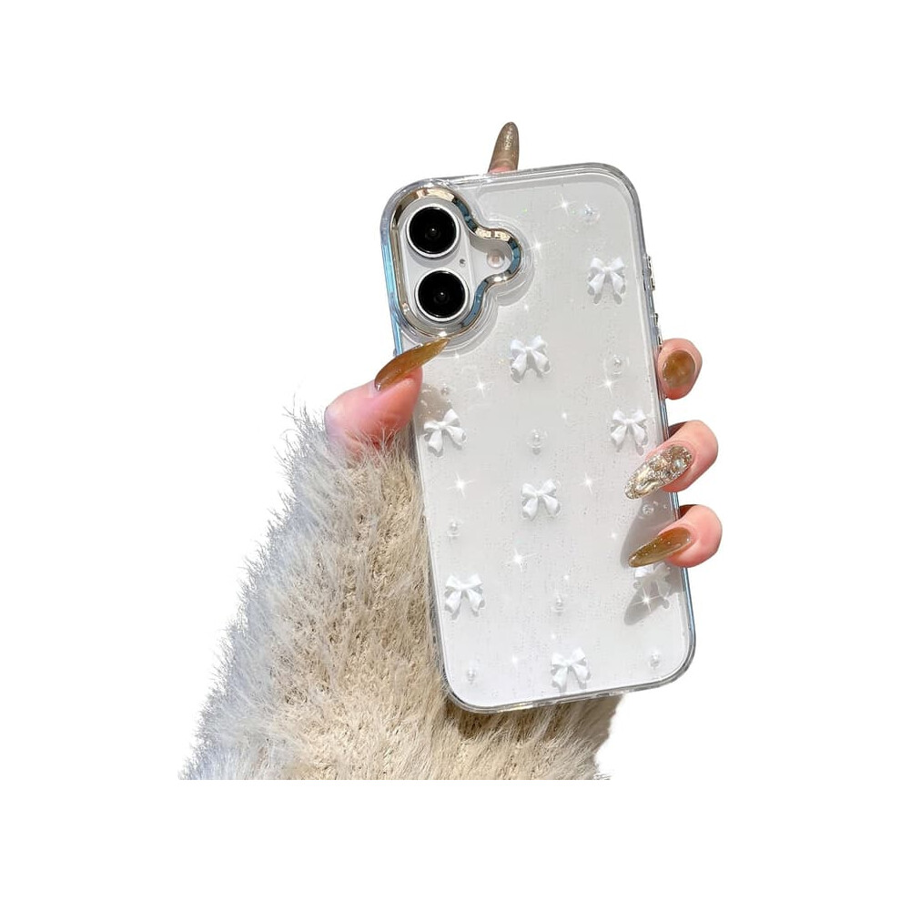 Iphone 16 Bowknot Case Crystal Clear Slim White 962029688464