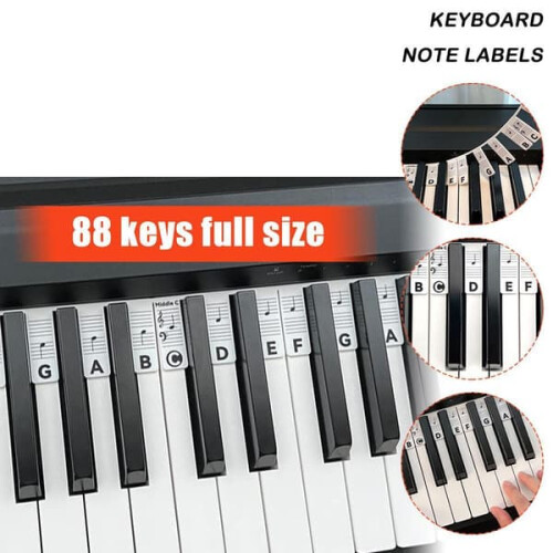 Piano keyboard labels removable white 88 keys 1